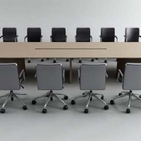 现代会议桌椅组合3D模型下载